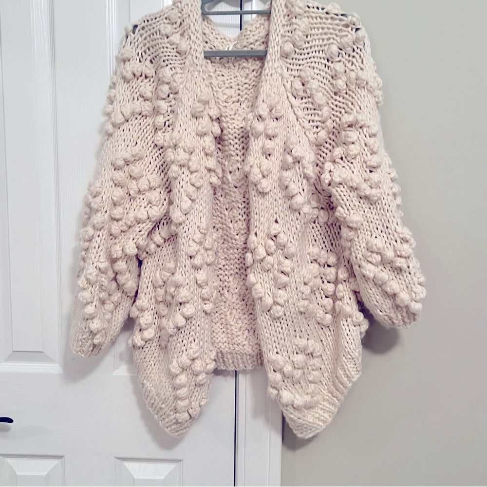 Heavy Knit Cardigan with Heart Detail